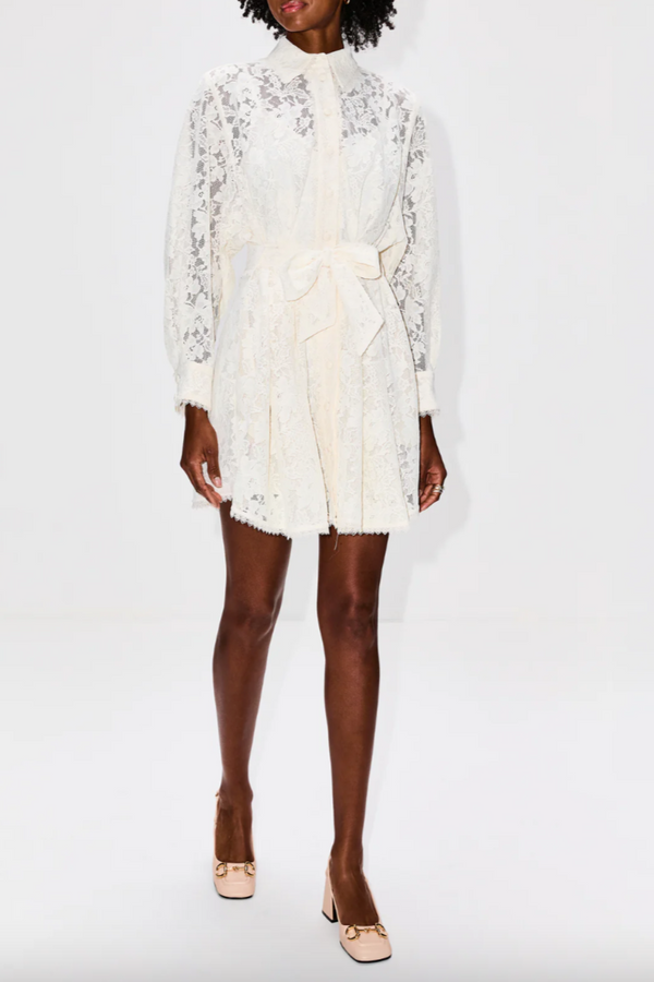 Dawning Tuck Mini Dress Cream