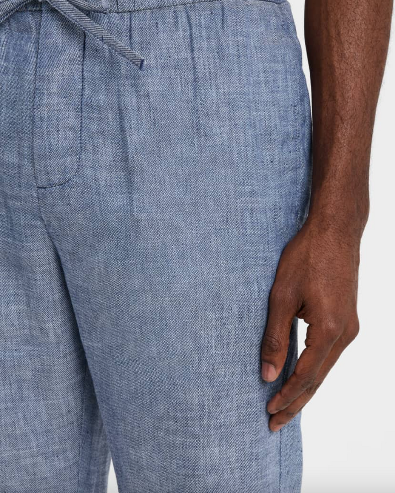Oscar Linen Chinos Mélange Navy Blue