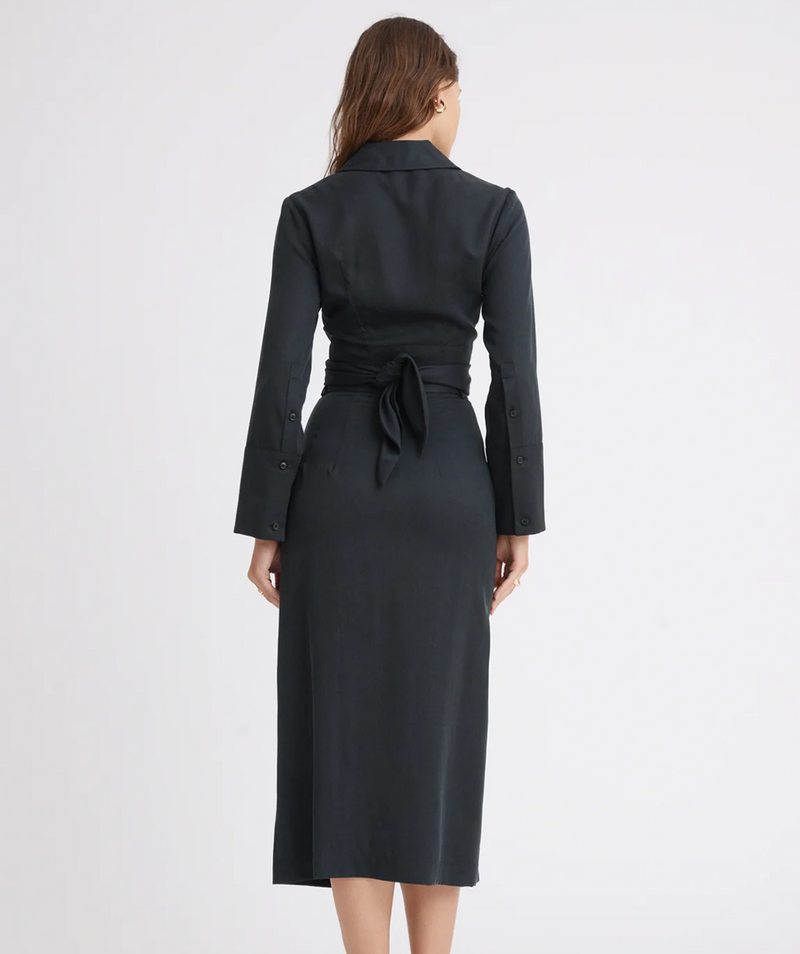 Collared Long Sleeve Wrap Top