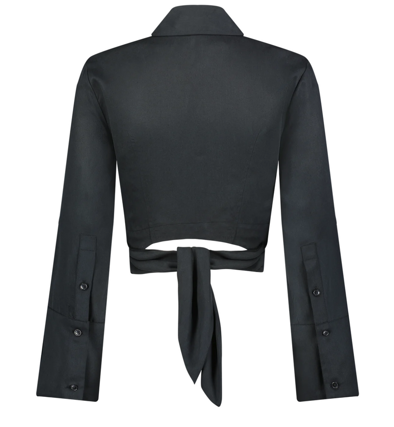 Collared Long Sleeve Wrap Top