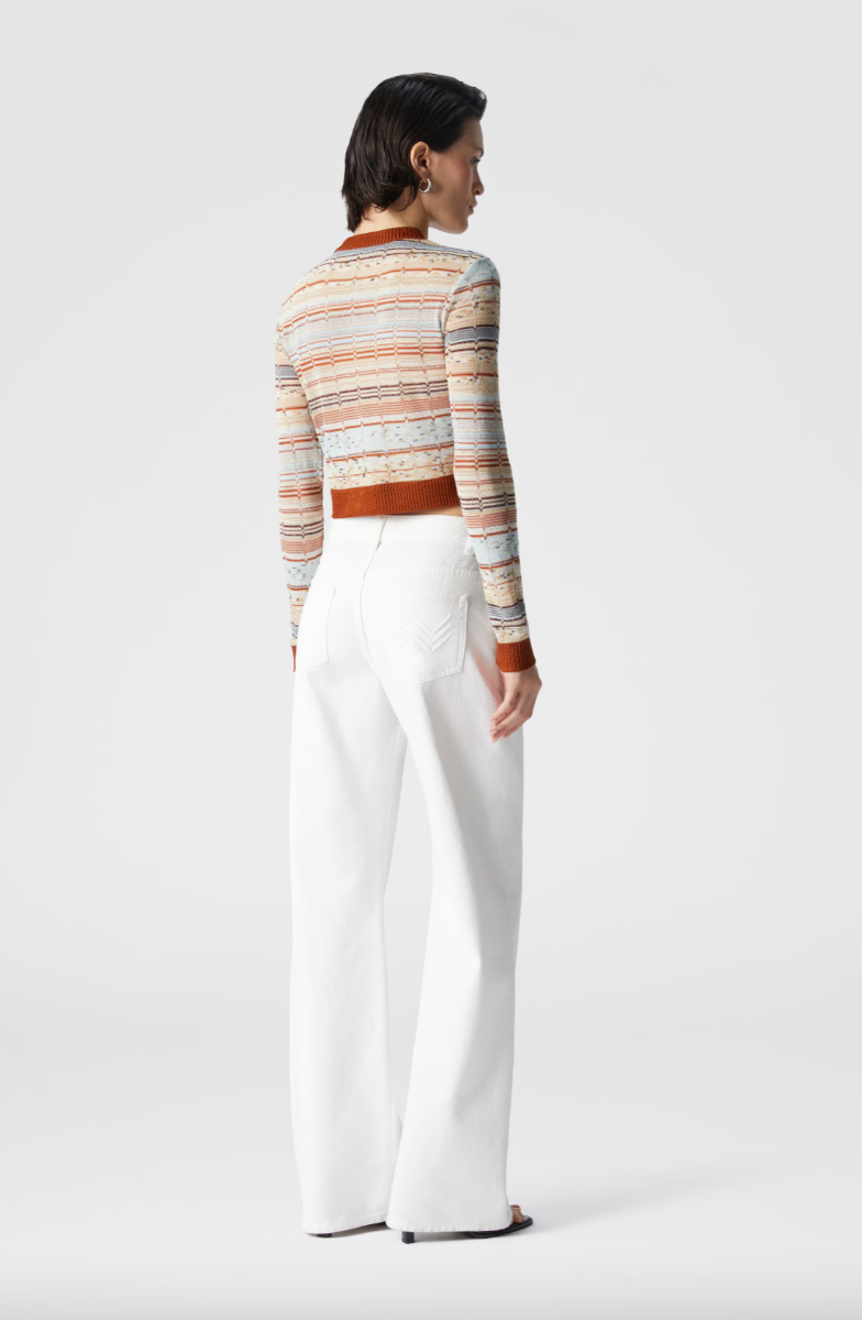 Crewneck Crop Cardigan with Greek Zig Zag Lamé