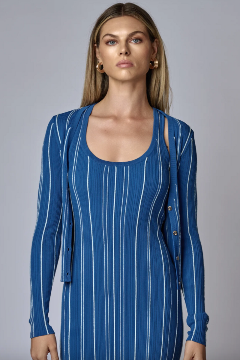 Pearl Cardigan Sapphire Stripe