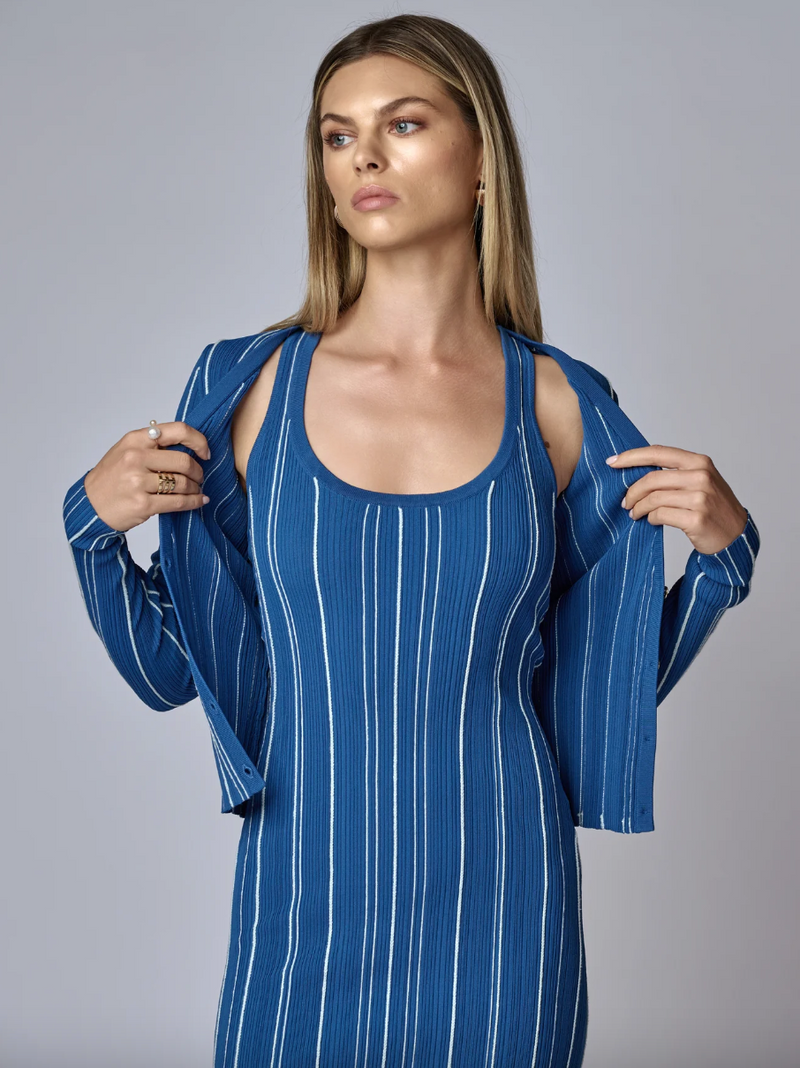 Pearl Cardigan Sapphire Stripe