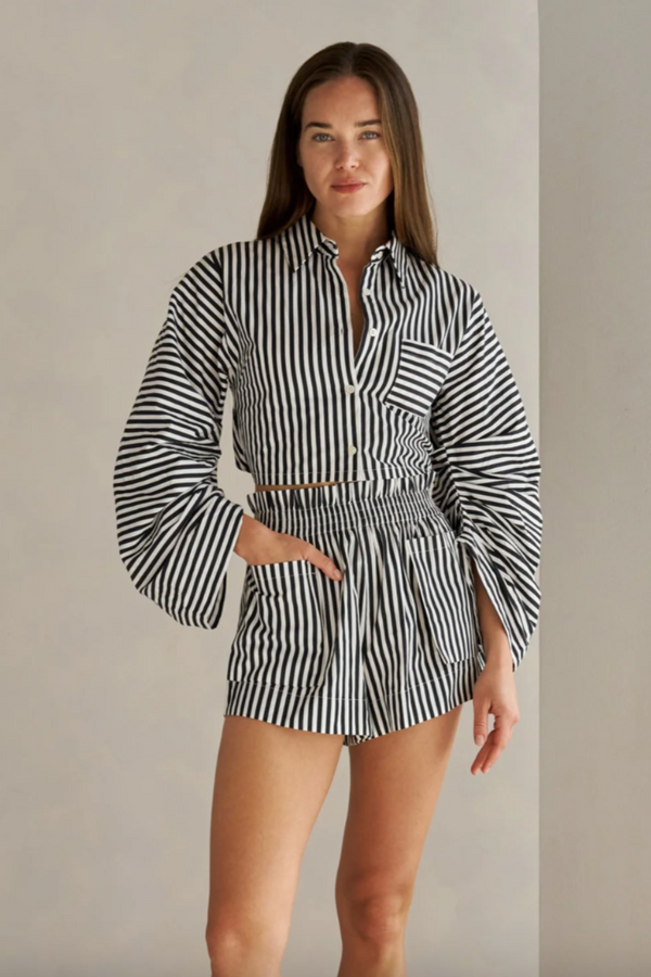 Raquel Top Black White-Stripe
