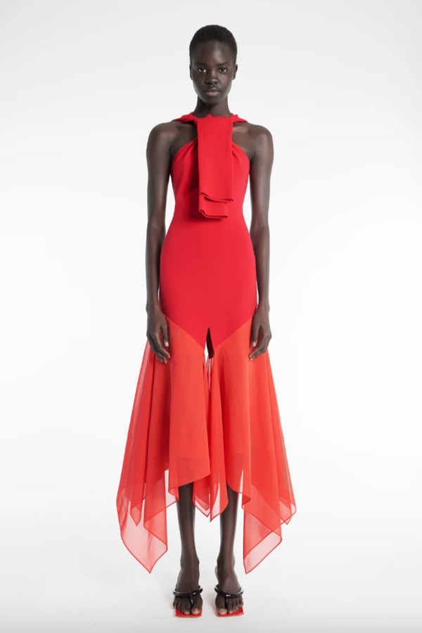 Knit Dress with Organza Inserts