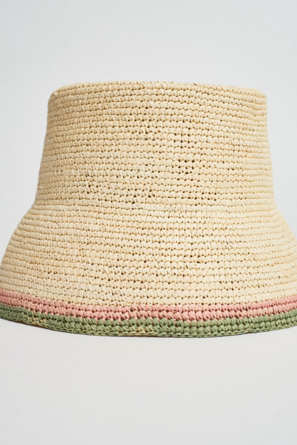 Bucket Hat Natural/Green/Pink