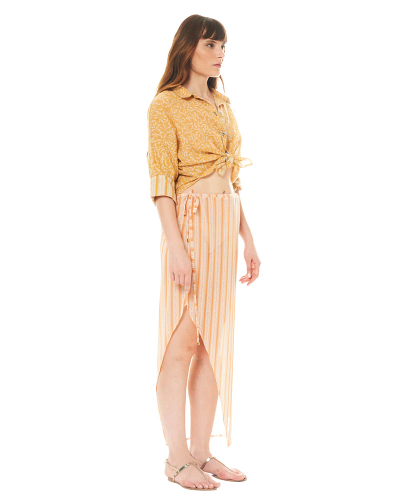 Semi Transparent Midi Skirt in Sunrise Orange