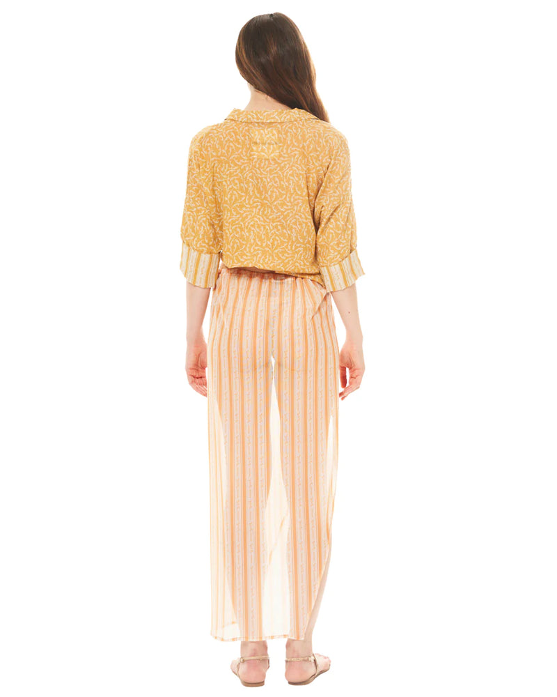 Semi Transparent Midi Skirt in Sunrise Orange