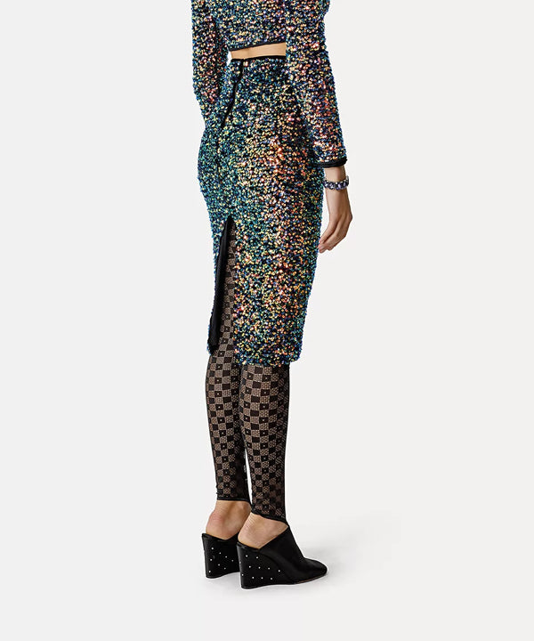Sequined Velvet Pencil Skirt