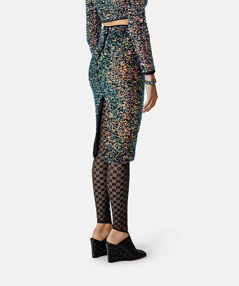Sequined Velvet Pencil Skirt