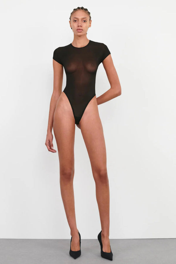 Sheer Cap Sleeve Bodysuit
