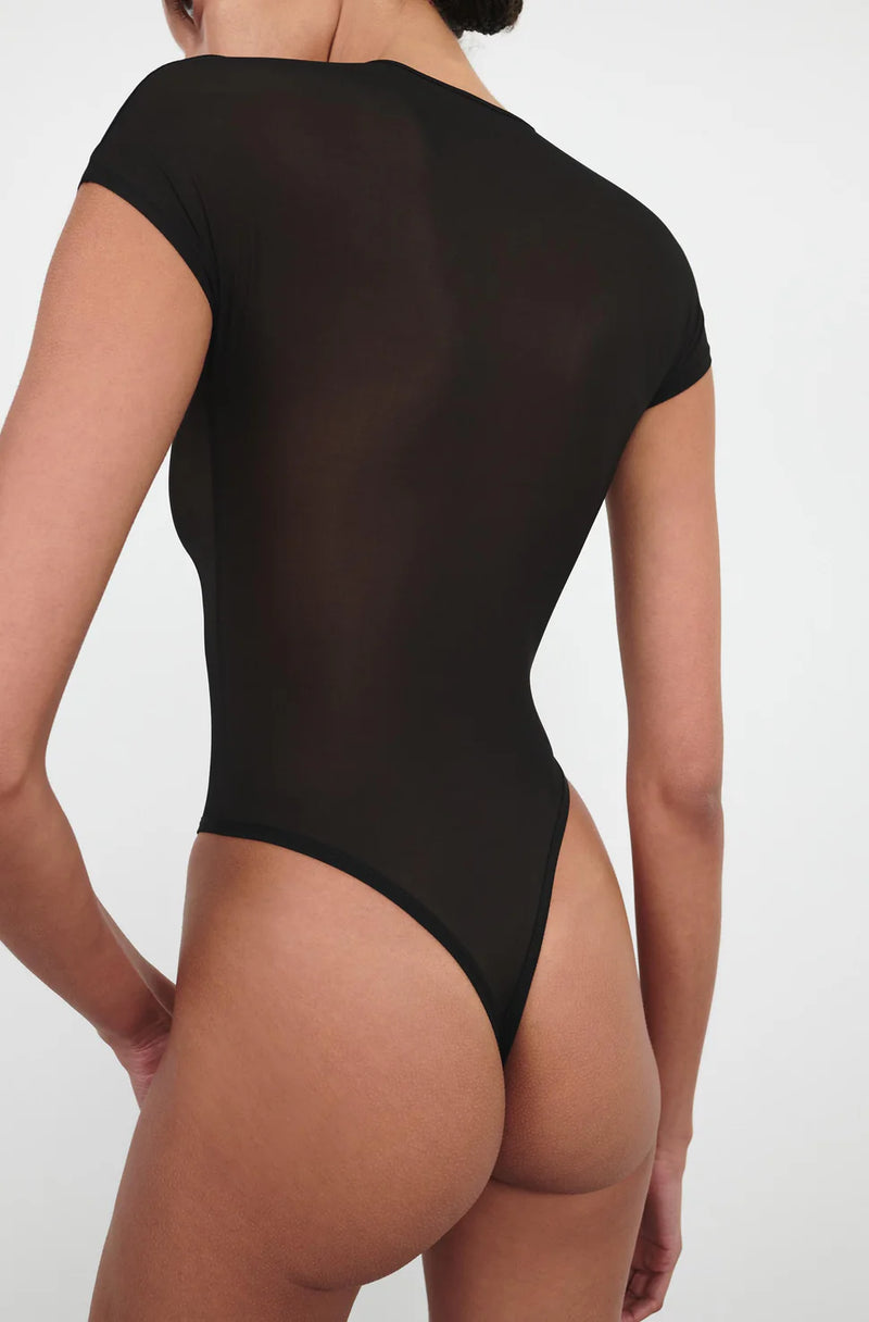 Sheer Cap Sleeve Bodysuit