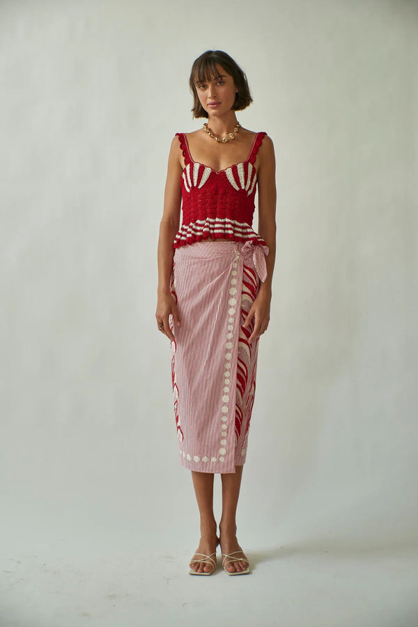 Shell Crochet Top  Red (Final Sale)