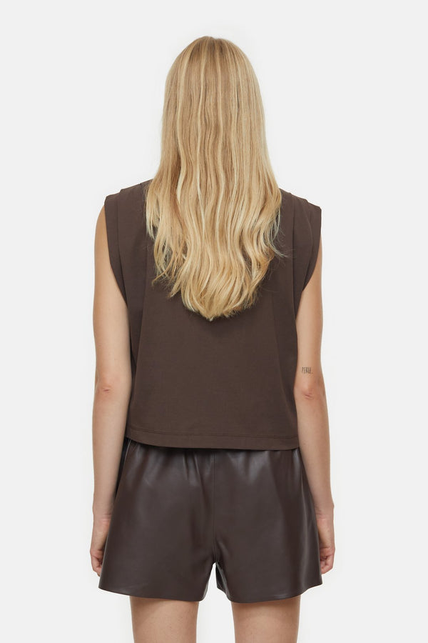 Pleated Sleeveless Top Chilly Chocolate