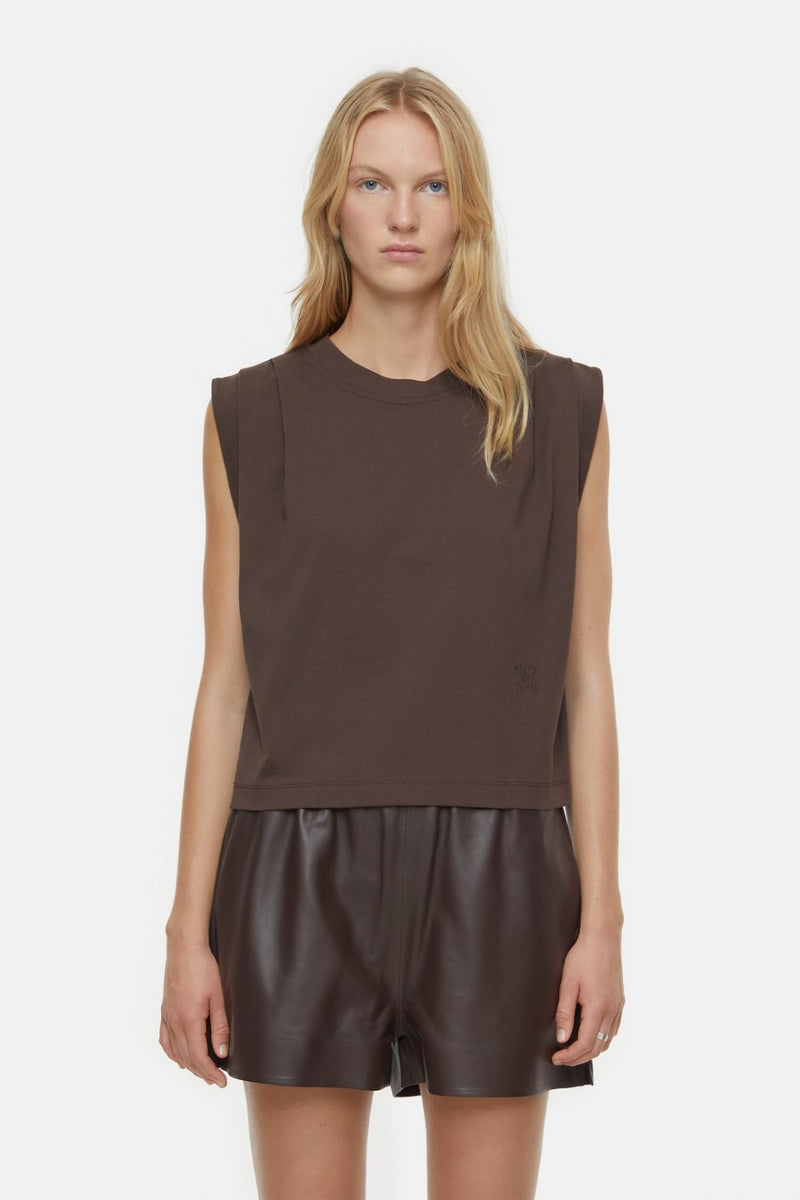 Pleated Sleeveless Top Chilly Chocolate
