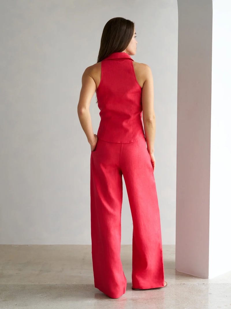 Sloan Linen Vest Red