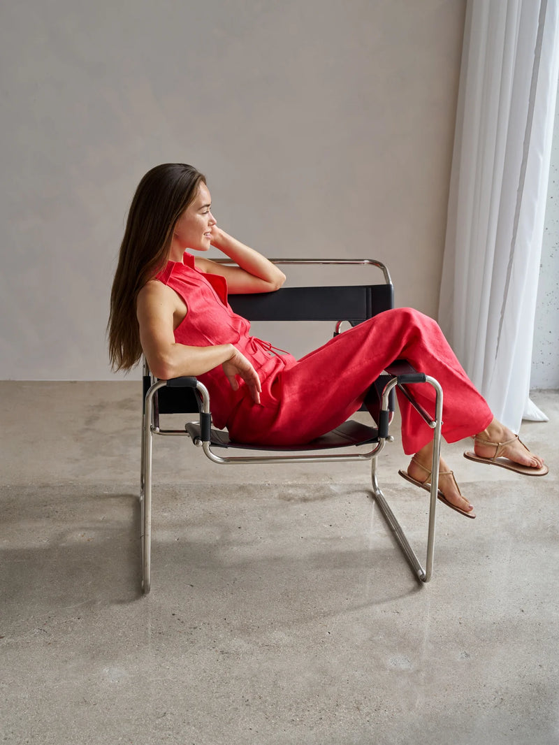 Sloan Linen Vest Red