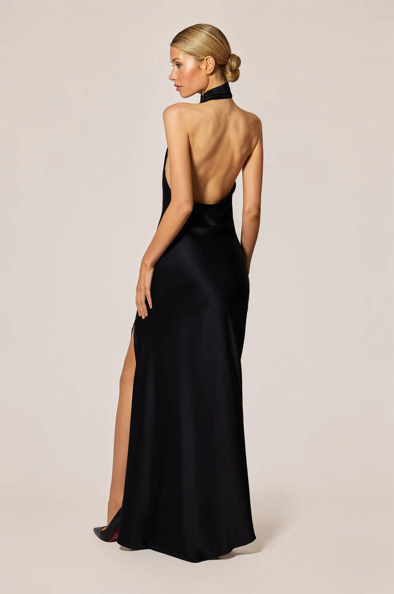 Soie Asymmetrical Halter Gown