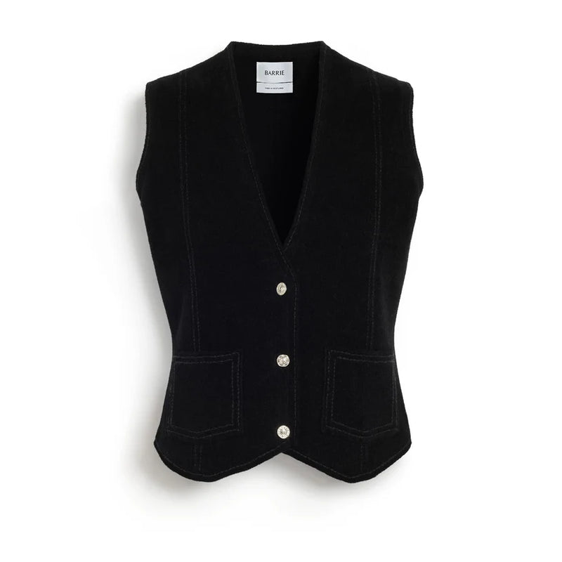 Suede-Effect Sleeveless Jacket in Cashmere and Cotton