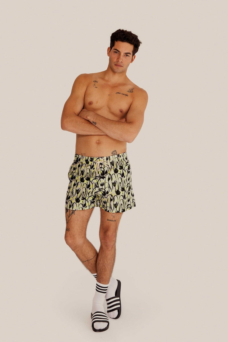 Beige Tulips Classic Swim Trunks