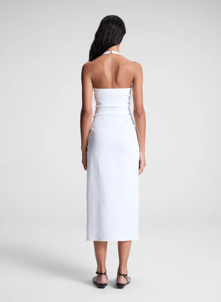 A.L.C. Sylvie Linen Midi Halter Dress in White, Size 6 A.L.C. Sylvie Linen Midi Halter Dress in White, Size 6
