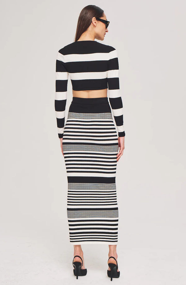 Tamika Knit Skirt Black-White Stripe