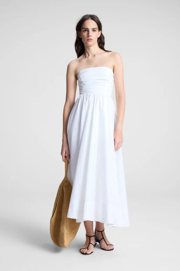 Tate Strapless Midi Dress White