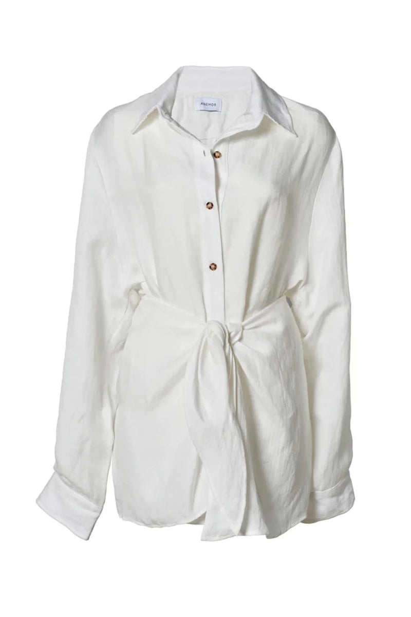 ANEMOS The L.A. Button Down Mini Wrap Dress White CURIO FAENA MIAMI