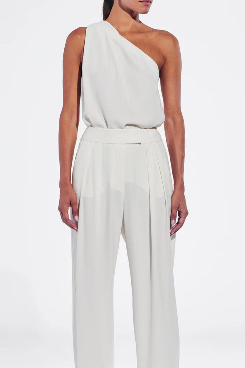 One Shoulder Pleat Top Ivory