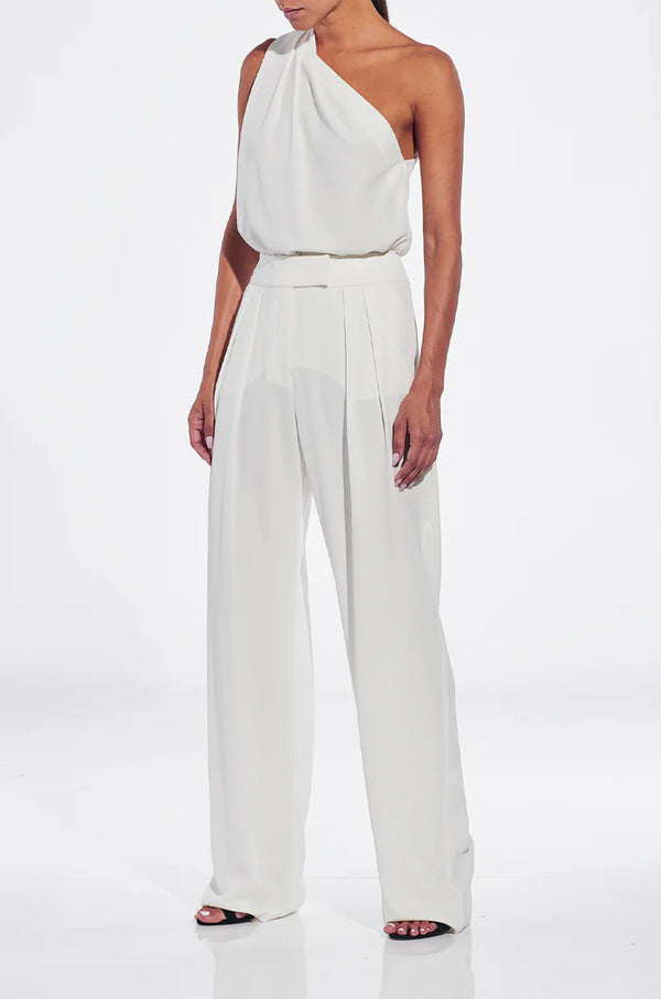 One Shoulder Pleat Top Ivory