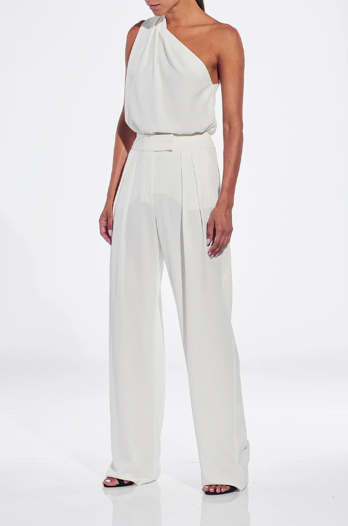 One Shoulder Pleat Top Ivory