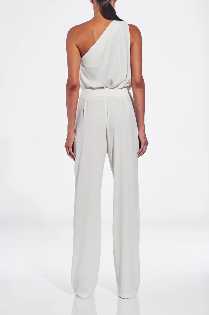 One Shoulder Pleat Top Ivory