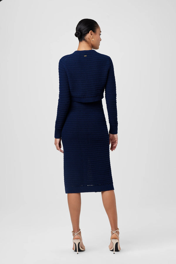 Tani Button Front Skirt Navy
