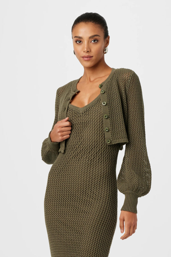 Tori Blouson Sleeve Cardigan Olive