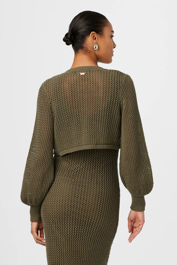 Tori Blouson Sleeve Cardigan Olive