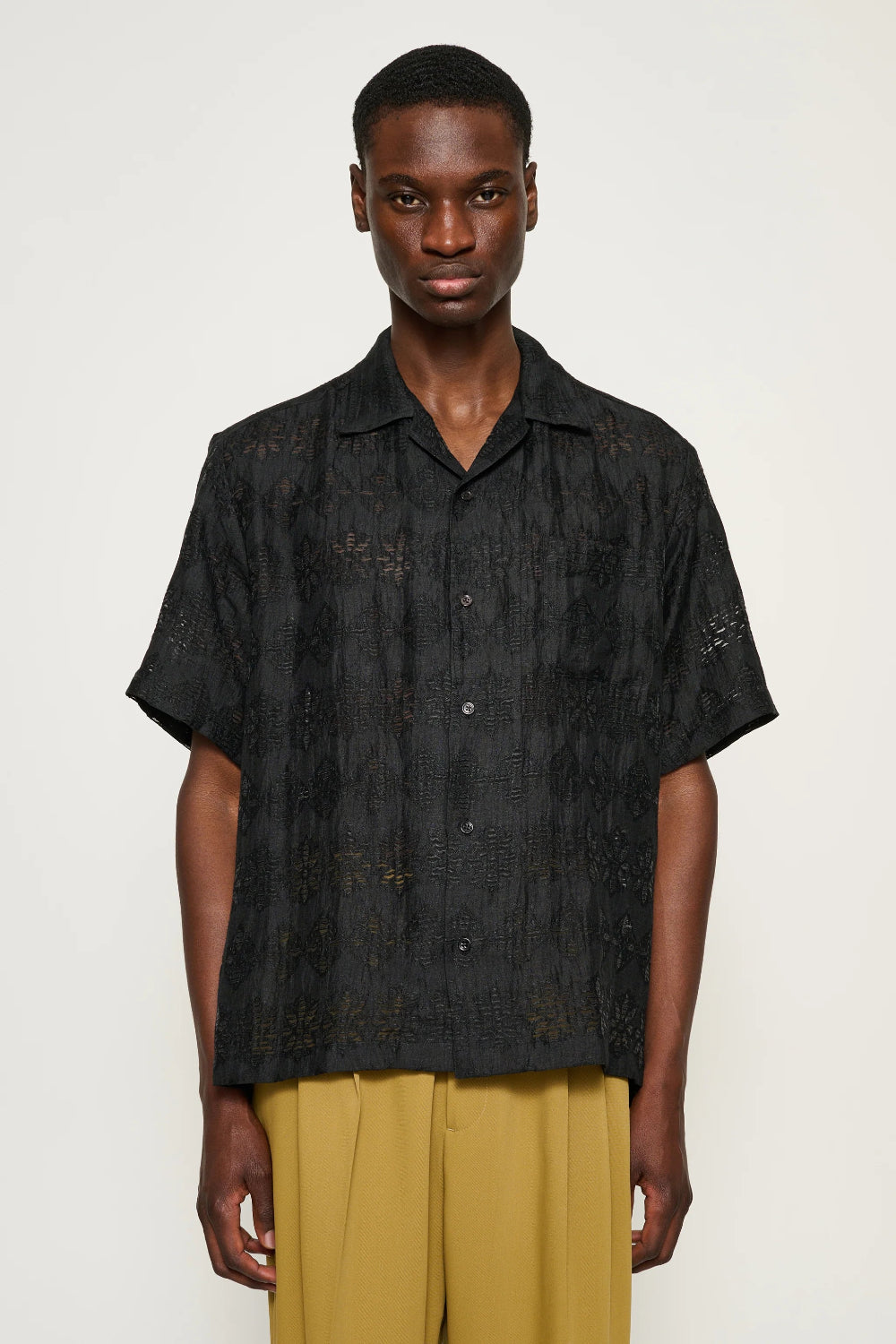 TureFloralCampCollarShirtBlack