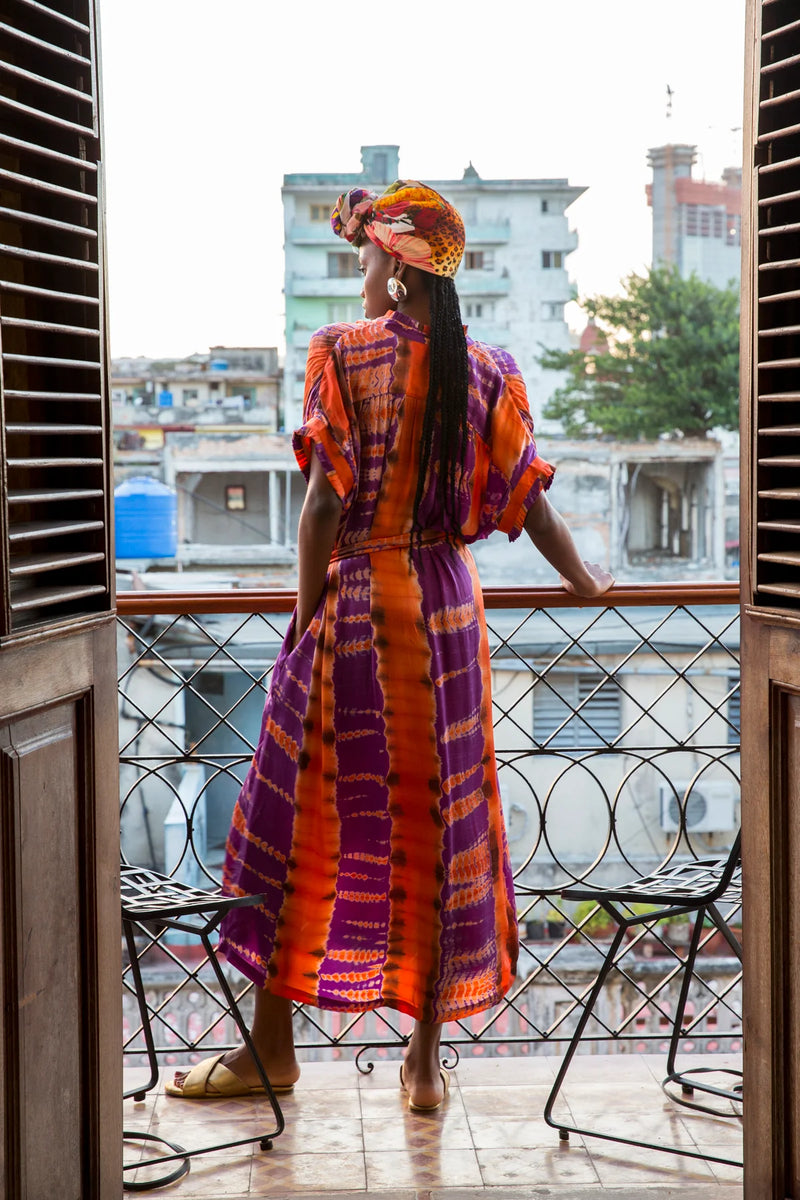 Valerie Kaftan Tie Dye Orange Purple