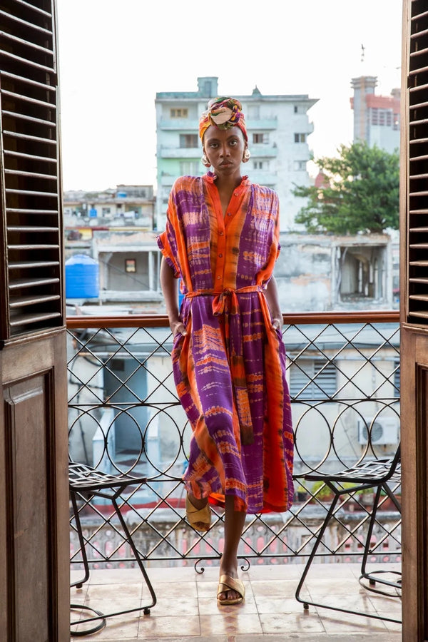 Valerie Kaftan Tie Dye Orange Purple