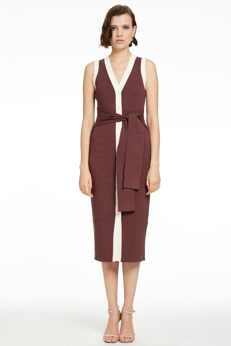 Victoria Sleeveless Button-Front Deep Spice