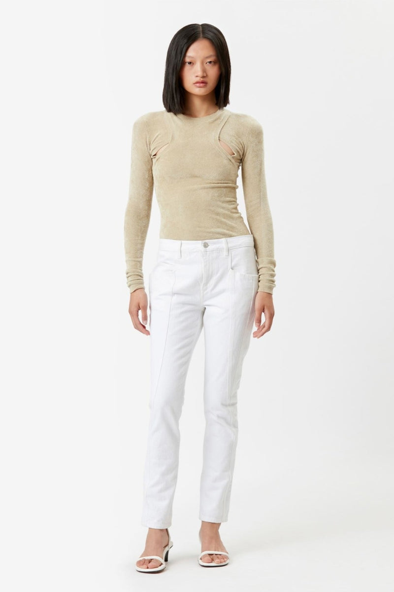 Vikira Slim White Denim Pants