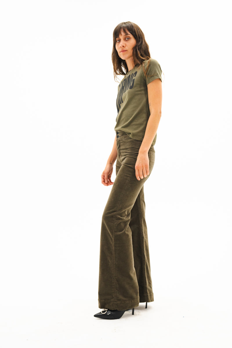 Brighton Wide Leg Cord Green Safari