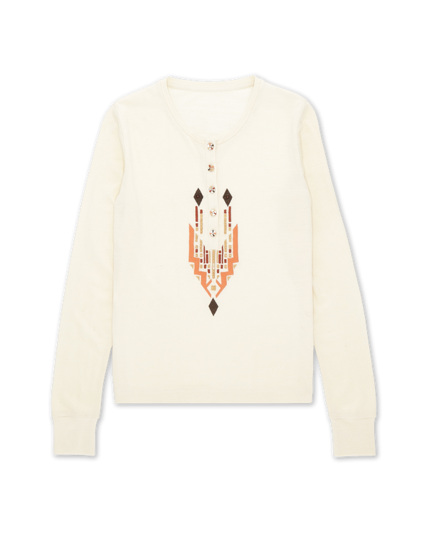 Embroidered Cotton LS T-Shirt Milk