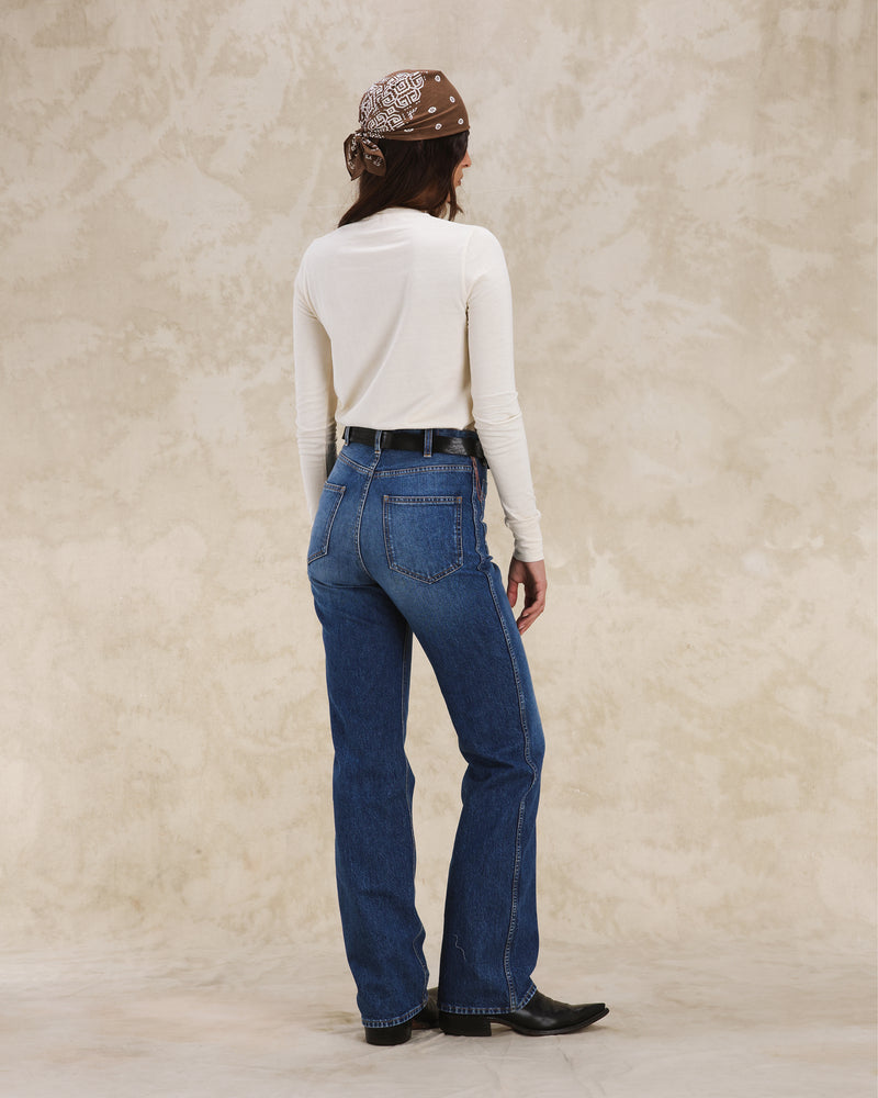 Embroidered Cotton LS T-Shirt Milk