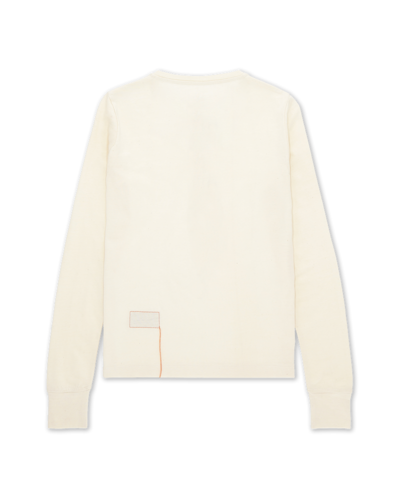 Embroidered Cotton LS T-Shirt Milk
