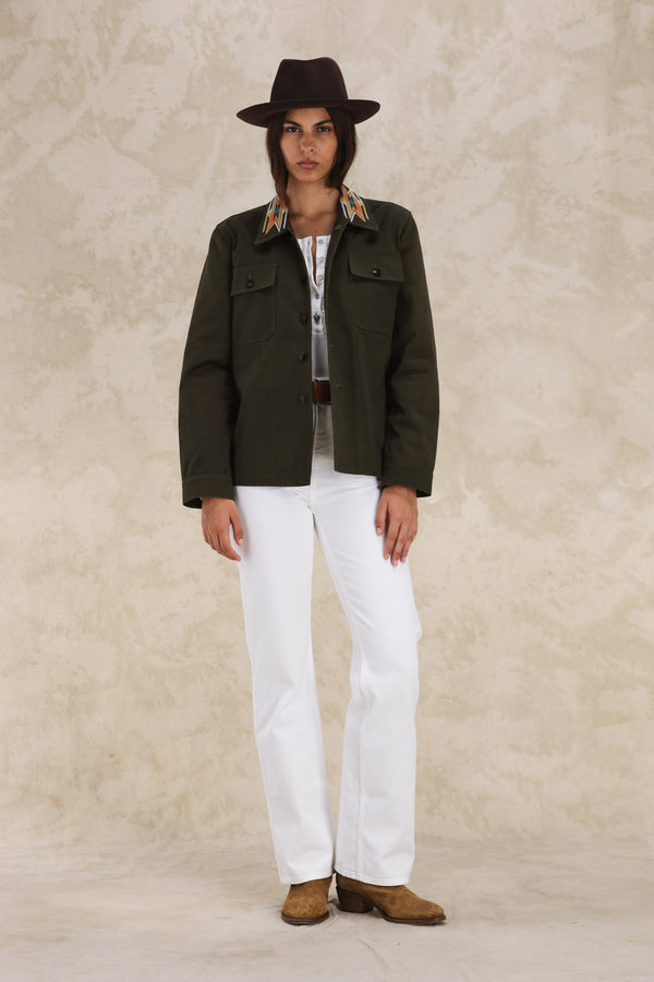 Embroidered Army Shirt in Cotton