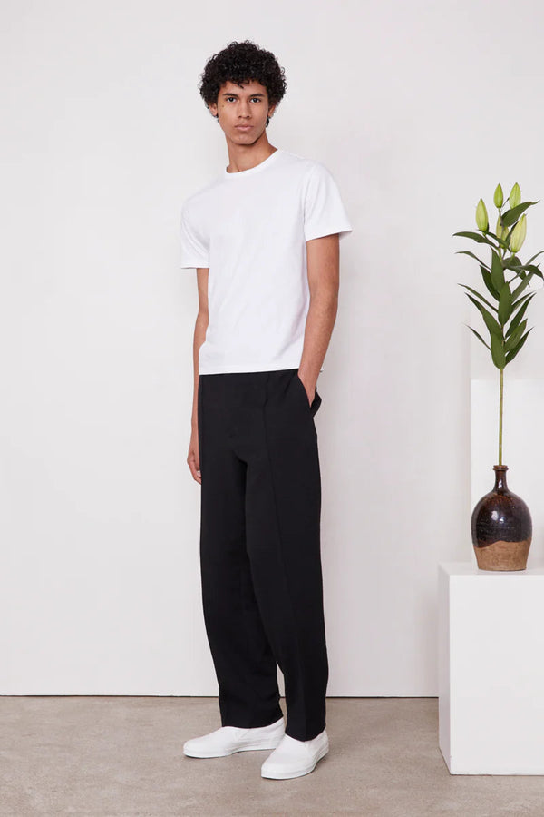 Walter Italian Jersey Cotton Wool Pants Dark Navy