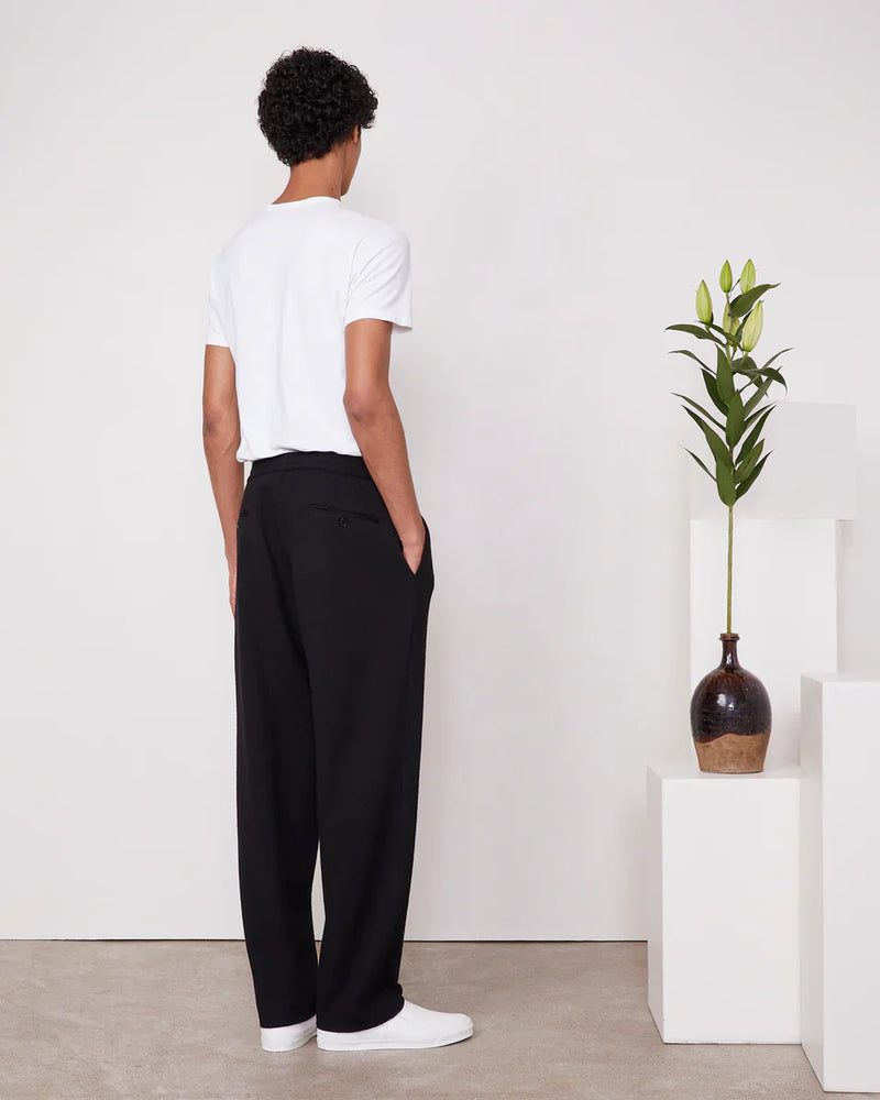 Walter Italian Jersey Cotton Wool Pants Dark Navy