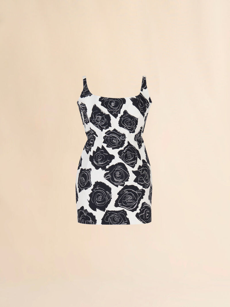 Bonded Poplin Mini Dress with Luna Print