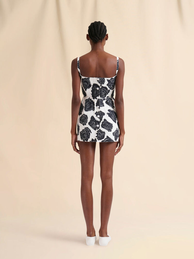 Bonded Poplin Mini Dress with Luna Print