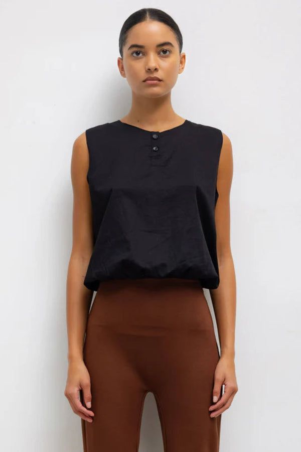 Yoko Sleeveless Button Blouson Black